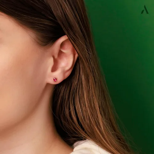 Vista 2 de Amberta Allure - Aretes de tuerca de oro amarillo de 9 quilates para mujer