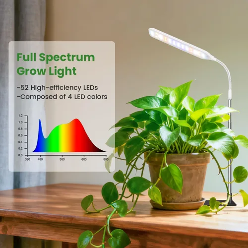 Vista 4 de Wolezek Luces de Crecimiento para Plantas de Interior, Luz de Crecimiento de Plantas de 52 LEDs de Espectro Completo con Base, Lámpara