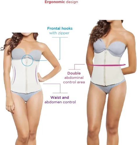Vista 5 de Faja Colombiana CINTURILLA Reductora Cincher de compresión Powernet Shapewear (XL, beige), Beige