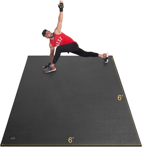 Vista 11 de GXMMAT Alfombrilla de ejercicio grande de 6 x 4 pies/6 x 5 pies/6 x 6 pies (0.276 in), alfombrillas gruesas para suelo de gimnasio en casa, tapete