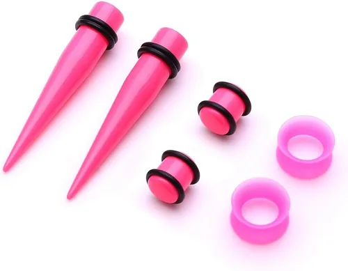 Vista 4 de JieyueJewelry - Paquete de 50 unidades para estiramiento de oreja (14G-00G),túneles de silicona, conos y tapones acrílicos, set para expandir