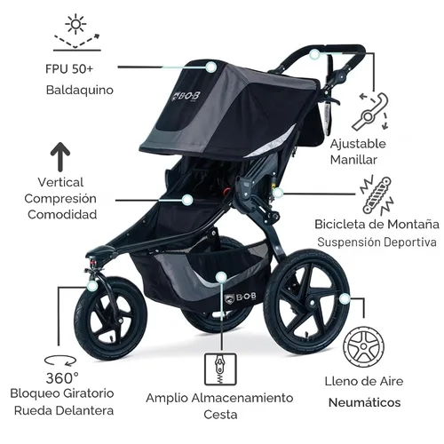 Vista 3 de BOB Gear Revolution Flex 3.0 - Cochecito para correr, color negro grafito Versatile Jogger Stroller; All Terrain Stroller With Mountain-Bike