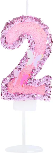 Vista 16 de Decoración de vela 3D con diseño de mariposa rosa número 10