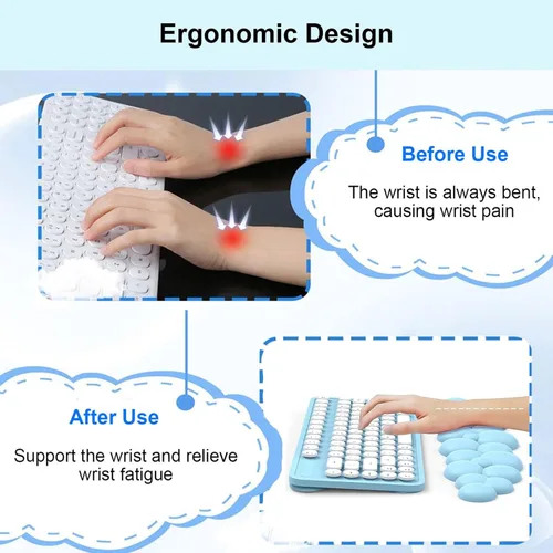 Vista 2 de Cloud - Reposamuñecas para teclado y alfombrilla para mouse con reposamuñecas con posavasos, ergonómico, lindo soporte para reposamuñecas de espuma
