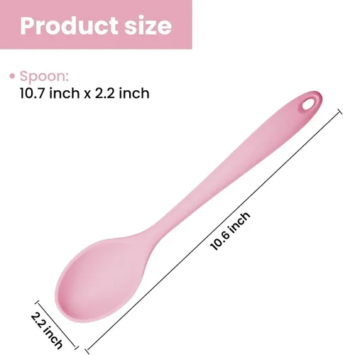 Vista 2 de Cuchara mezcladora de silicona Cuchara de cocina antiadherente para cocinar resistente al calor (rosa)