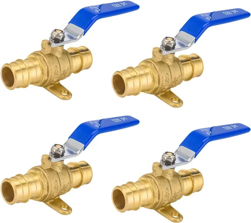 Vista 38 de Válvula de bola azul, válvula de cierre Pex A de 1/2 pulgada con oreja, válvula de bola de cierre Pex de puerto completo de latón para agua, aire