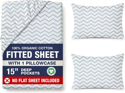Vista 17 de LANE LINEN - Sábana bajera tamaño individual 100% algodón orgánico y 1 funda de almohada, tejido de percal suave, transpirable, apta para colchones