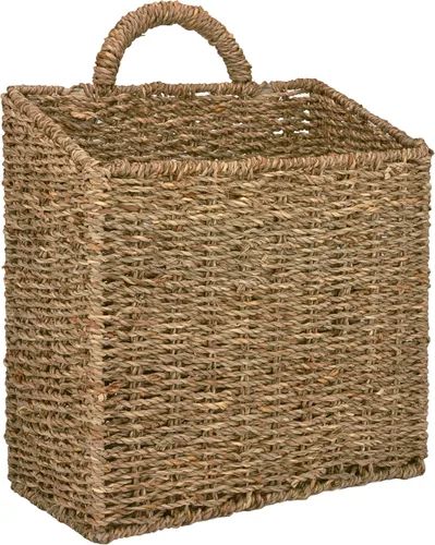 Vista 2 de MyGift Cesta de almacenamiento colgante de pared, cestas decorativas grandes, cesta organizadora de revistas y correo de 12.5 pulgadas