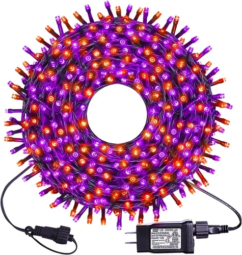 Vista 11 de kemooie 300 luces LED verdes de Navidad, 99 pies, 8 modos de parpadeo, enchufables, tira de luces de alambre verde, luces de Navidad impermeables