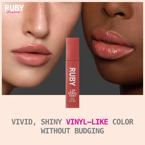 Vista 5 de Ruby Kisses Tinte de vinilo labial – Lápiz labial líquido de alto pigmento, a prueba de transferencia, a prueba de manchas, brillo satinado suave