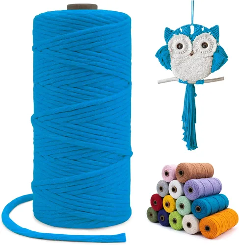 Vista 65 de Cuerda de macramé de una sola hebra de 0.197 in x 110 yardas, cuerda de macramé de algodón natural de 0.197 in, cuerda de algodón grueso para colgar