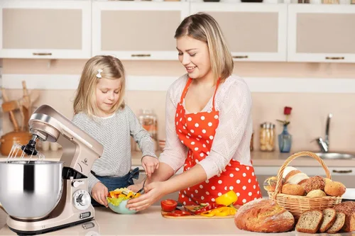Vista 5 de Professional - Mezclador MK37A 500W, recipiente 5-Qt, 6 velocidades, con cabezal inclinado, máquina eléctrica para mezclar alimentos, Champán