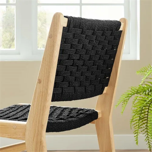 Vista 9 de Modway Saoirse - Sillón decorativo de madera de imitación en color negro natural