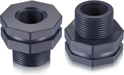 Vista 8 de Outus 2 piezas de montaje de mamparo de PVC para barriles de lluvia, acuarios, tanques de agua (1.5 pulgadas)