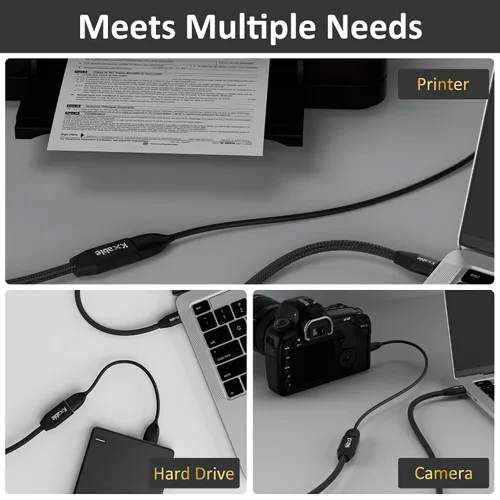 Vista 5 de Cable de extensión USB 3.0 de 1 pie (paquete de 2), cable extensor tipo A macho a hembra, trenzado de nailon, transferencia de datos de 5 Gbps