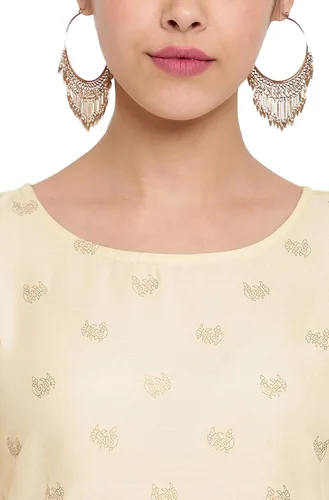 Vista 7 de Janasya Indian - Kurta de rayón crema para mujer