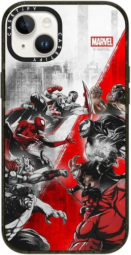 Vista 181 de CASETiFY Funda para iPhone Air, compatible con MagSafe Marvel VS CoLab Protección contra caídas de grado militar 4x de 8.2 pies Funda Capitán