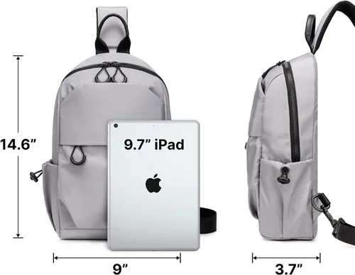Vista 4 de CANTLOR Bolso bandolera pequeño para hombre, mochila cruzada de viaje, paquete de pecho ligero para exteriores, bolsa de hombro con una correa