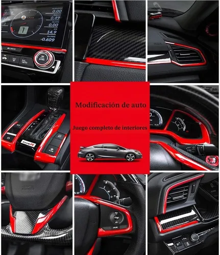 Vista 7 de XITER Panel de engranajes de fibra de carbono y plástico ABS, decoración de caja de cambios, accesorios para Honda 10th Civic 2016 2017 2018 2019