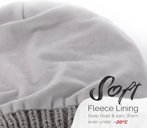 Vista 2 de FURTALK Gorros de invierno para mujer, con forro polar, gorro de punto holgado y cálido, gorro de esquí