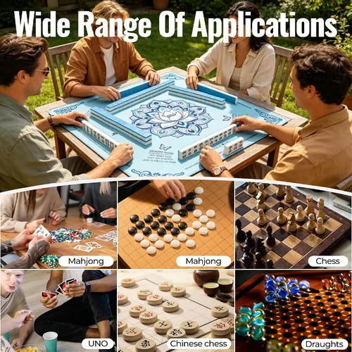Vista 4 de American Learning - Tapete de mesa Mahjong azul con reglas