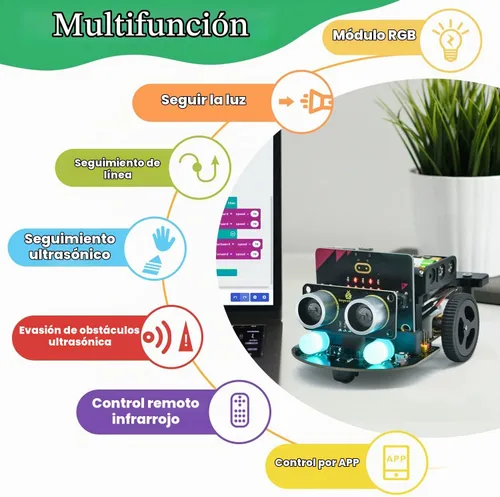 Vista 2 de KEYESTUDIO Microbit Robot - Kit de arranque de coche compatible con BBC