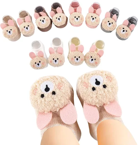 Vista 9 de Calcetines de algodón con agarre antideslizante para bebés, bebés, niñas, regalos para niñas