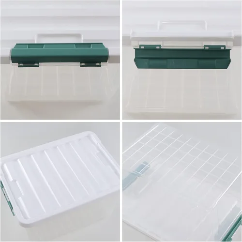 Vista 3 de Caja de almacenamiento grande de 36 cuartos de galón, caja de plástico transparente, paquete de 4