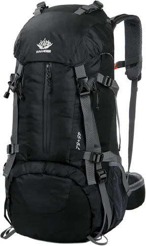 Vista 13 de WoneNice Mochila de senderismo impermeable de 50L (45+5) - Mochila deportiva al aire libre con cubierta de lluvia
