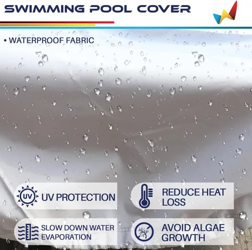 Vista 3 de Windscreen4less Cubierta de seguridad redonda impermeable para piscina de invierno de 9 pies con cable de alambre a lo largo de los bordes