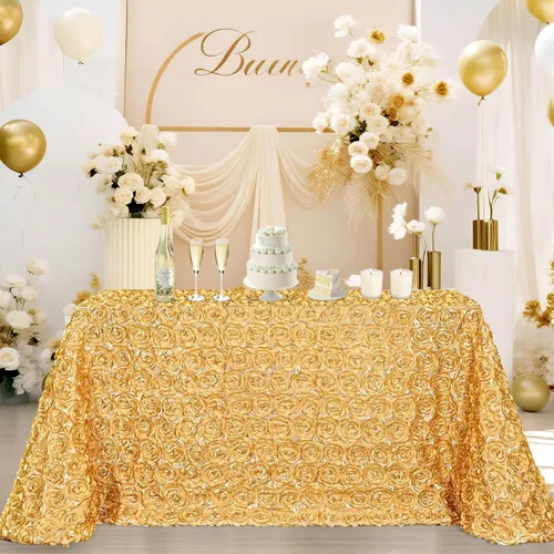 Vista 16 de B-COOL Mantel de rosetón negro de 60 x 102 pulgadas, mantel rectangular floral 3D para decoración de cumpleaños al aire libre, fiestas de cumpleaños