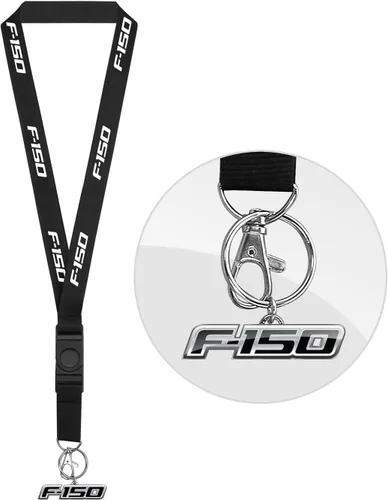 Vista 4 de iPick Image Correa negra para Ford F-150 2008-2014 con llavero de metal troquelado 3D, con licencia