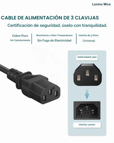 Vista 5 de Cable de alimentación de TV de 3 clavijas para Samsung, LG, Vizio LCD LED de plasma TVs de repuesto de cable de CA de 6 pies