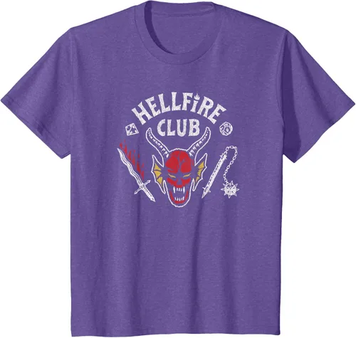 Vista 9 de Stranger Things 4 Camiseta Hellfire Club con Calavera y Armas Negro