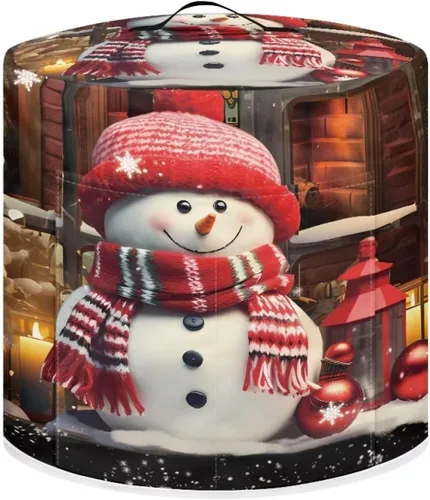 Vista 12 de Gomyblomy Funda para freidora de aire para árbol de Navidad, protector lavable para olla de arroz con asa y bolsillo, elegante y duradera, cubierta
