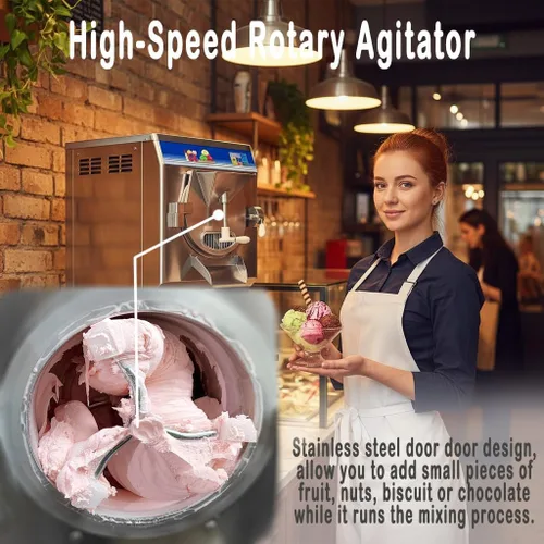 Vista 5 de Máquina de helado duro comercial de gelato de puerta SSS 9-11 galón/H 2200W Single Flavor Floor-Standing Hard Serve Ice Cream Maker,14L,4.3-Inch