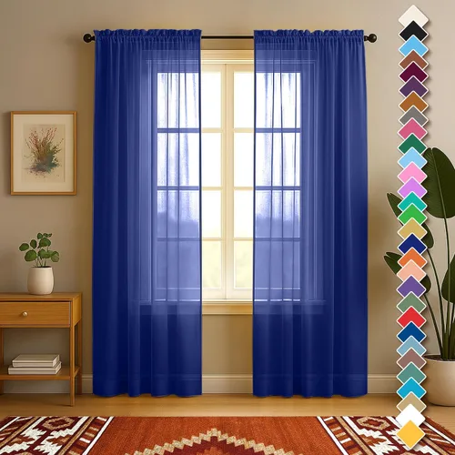 Vista 69 de YHSF Cortinas traslúcidas – Juego de 2 paneles para decoración del hogar – Elegantes cortinas de gasa sólida con bolsillo para barra