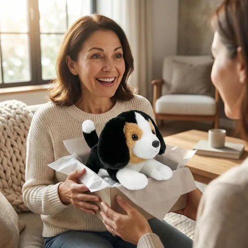 Vista 5 de Peluche de animal de peluche suave para cachorro, cachorro, chupete para dormir, adorable animal de peluche para niños pequeños, niños y niñas