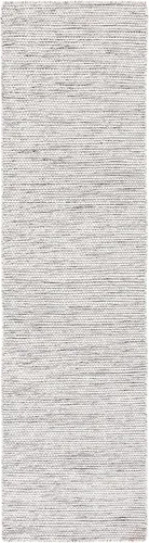 Vista 5 de SAFAVIEH Natura Collection Alfombra de pasillo, 2 pies 3 pulgadas x 9 pies, gris y marfil, lana hecha a mano, ideal para zonas de alto tráfico