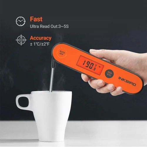 Vista 2 de Inkbird Termómetro de carne de lectura instantánea IHT-1P, termómetro digital impermeable recargable para alimentos con calibración, imán