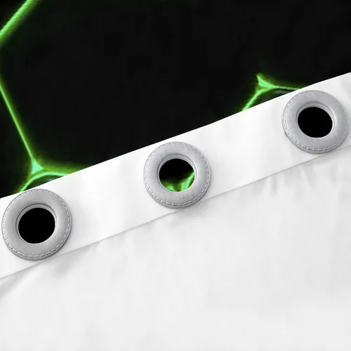 Vista 6 de Feelyou - Cortinas de ventana en forma de panal, tema geométrico hexagonal con luces de neón verdes, para chicos adolescentes y hombres, elegante