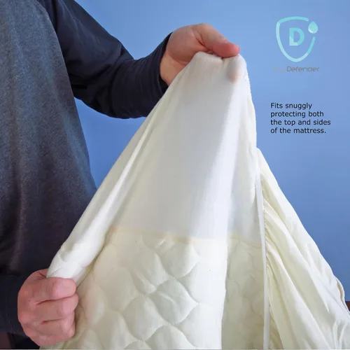 Vista 3 de Cubierta protectora para colchón de cuna Dry Defender, impermeable, de algodón orgánico, sin blanquear, no tóxico e hipoalergénico