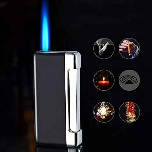 Vista 5 de Encendedor de cigarrillos con llama de chorro, encendedor de cigarrillos conmutable con esfera de llama ajustable, butano recargable