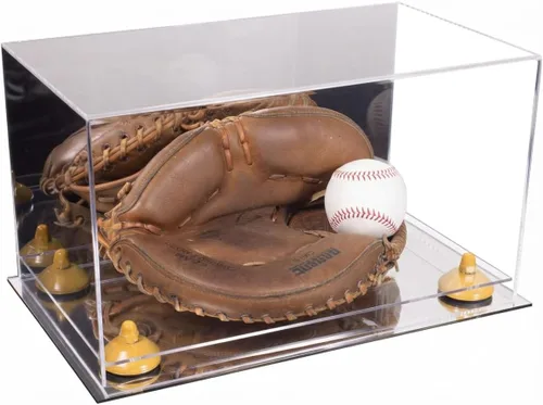 Vista 74 de Better Display Cases Vitrina de guantes de béisbol de acrílico transparente con elevadores negros (A011/V16)