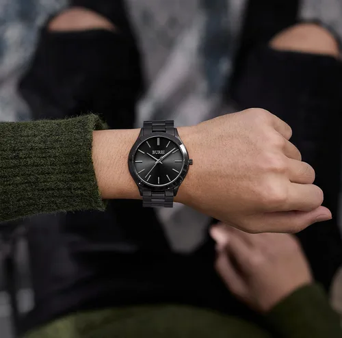 Vista 3 de BUREI Relojes para hombre de moda analógicos de acero inoxidable con movimiento de cuarzo impermeables, regalo para hombres.