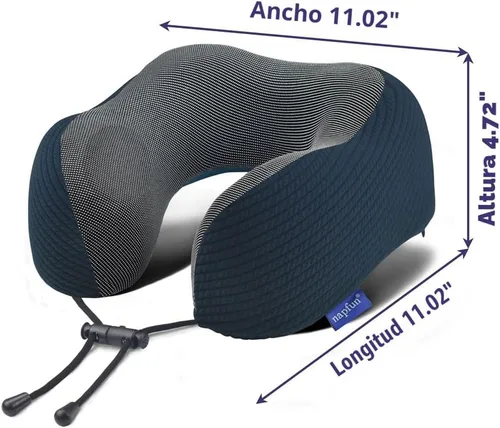 Vista 5 de napfun Almohada cervical para viajar, almohada cervical de viaje mejorada para avión, almohada de viaje de espuma viscoelástica 100% pura
