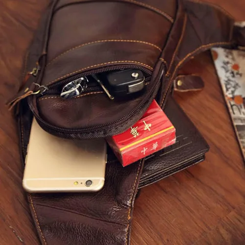 Vista 5 de KPYWZER Mochila de cuero para hombre