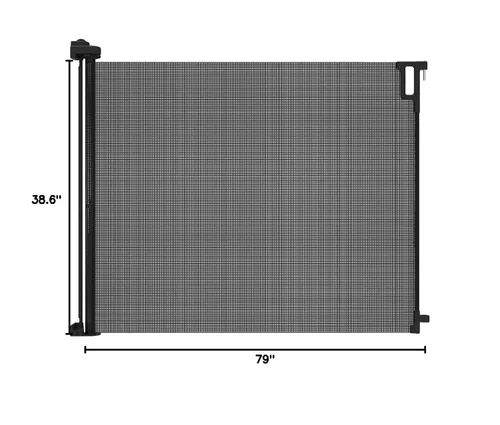 Vista 9 de Perma Child Safety Puerta retráctil para bebés para interiores y exteriores, 38.6 pulgadas de alto que se extiende hasta 79 pulgadas de ancho