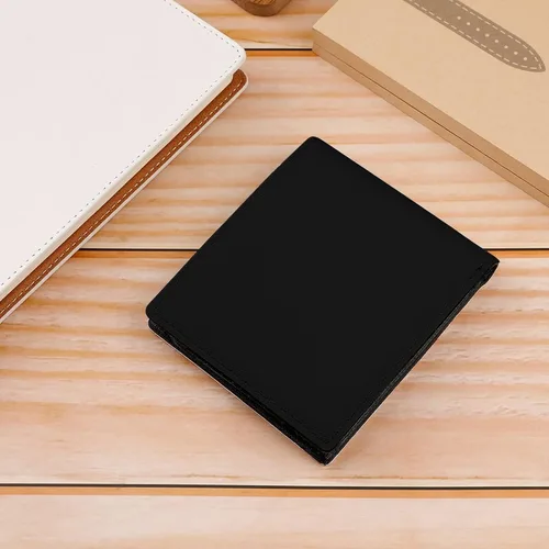 Vista 5 de Divertida billetera plegable de jirafa ultra fina de cuero, bonita bolsa pequeña para tarjetas con ventana de identificación para hombres y mujeres