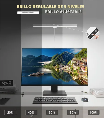 Vista 8 de Lámpara de escritorio LED para oficina en casa con base, luz de escritorio Blanco